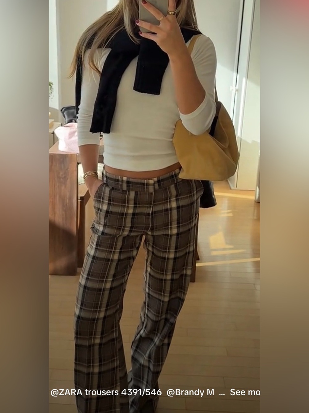 ZARA brown checked trousers size large